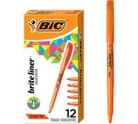 BIC Brite Liner Highlighters, Chisel Tip, 12-Count Pack of Orange Highlighters, Ideal Highlighter Set for Organizing and Coloring