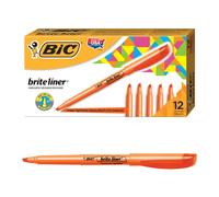 BIC Brite Liner Highlighters, Chisel Tip, 12-Count Pack of Orange Highlighters, Ideal Highlighter Set for Organizing and Coloring