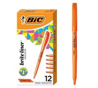 BIC Brite Liner Highlighters, Chisel Tip, 12-Count Pack of Orange Highlighters, Ideal Highlighter Set for Organizing and Coloring