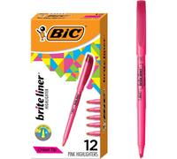 BIC Brite Liner Highlighters, Chisel Tip, 12-Count Pack of Pink Highlighters, Ideal Highlighter Set for Organizing and Coloring