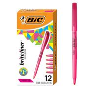 BIC Brite Liner Highlighters, Chisel Tip, 12-Count Pack of Pink Highlighters, Ideal Highlighter Set for Organizing and Coloring