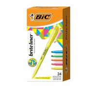BIC Brite Liner Highlighters, Chisel Tip, 24-Count, Assorted Colors, Ideal Set for Organizing and Coloring, Packaging May Vary, Includes 14-Yellow, 3-Pink, 3-Orange, 2-Green and 2-Blue Highlighters