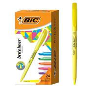 BIC Brite Liner Highlighters, Chisel Tip, 24-Count, Assorted Colors, Ideal Set for Organizing and Coloring, Packaging May Vary, Includes 14-Yellow, 3-Pink, 3-Orange, 2-Green and 2-Blue Highlighters