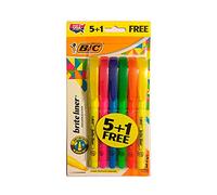 Bic Brite Liner Highlighters - Chisel Tip - Multi-Color - Bonus Size Package: 5+1 Highlighters Per Package - Pack of 4
