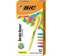 BIC Brite Liner Highlighters, Chisel Tip, School Supplies for Students and Teachers, Ideal for Notes and Textbooks, 12-Count Pack in Assorted Colors