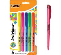 BIC Brite Liner Highlighters, Chisel Tip, School Supplies for Students and Teachers, Ideal for Notes, Textbooks, 5-Count Pack in Assorted Colors