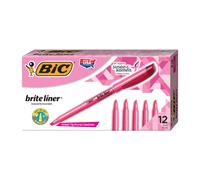 BIC Brite Liner Highlighters, Chisel Tip, 12-Count Pack of Pink Highlighters, Ideal Highlighter Set for Organizing and Coloring