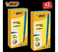 Bic Briteliner Grip Highlighter Pen Blue - Pack of 12 - 2 Packs Bic Multicolor