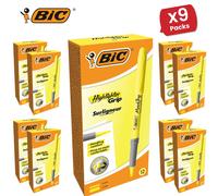 Bic Briteliner Grip Highlighter Pen Yellow - 9 Packs Bic Yellow