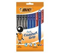 Bic BU3 Comfort Grip - Retractable Ball Pens - 4 Black, 3 Blue, 3 Red