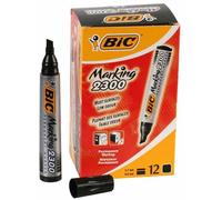 BIC - Chisel Tip Marking 2300 Permanent Marker Pens - Pack of 12 (Black)