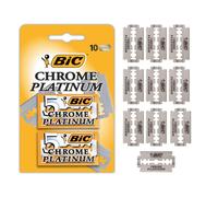 BIC Chrome Platinum, Double Edge Safety Razor, Disposable Single Blades, Stainless Steel, Pack of 10