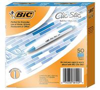 BIC Clic Stic Retractable Ballpoint Pen, Medium Point 1.0mm - 50 Count (Blue)