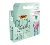 BIC Click 3 Soleil Sensitive Women's Razor Refills, 3 Moveable Blades and Lubricating Strip - Box of 4 Cartridges