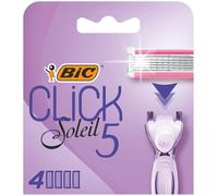 Bic Click 5 Soleil Women's Razor Refills, 3 Moveable Blades and Lubricating Strip - Box of 4 Cartridges, Purple