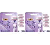 Bic Click 5 Soleil Women's Razor Refills, 3 Moveable Blades and Lubricating Strip - Box of 8 Cartridges, Purple, 8 Count (Pack of 2)