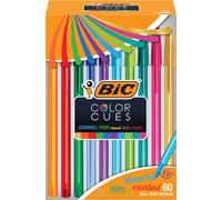 BIC Color Cues Pen Set, 60-Count Pack, Assorted Colors, Fun Color Pens for School Supplies, Includes BIC Cristal Xtra Smooth Ballpoint Pens