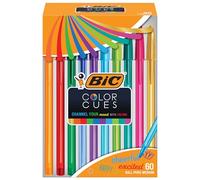 Bic Color Cues Pen Set (WMSUA60-AST), 60-Count Pack, Assorted Colors, Fun Color Pens for School Supplies, Includes Cristal Xtra Smooth Ballpoint Pens