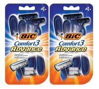 BIC Comfort 3 Advance Disposable Razors for Men, For an Ultra-Soothing and Close Shave, 4 Piece Razor Set (Pack of 2)