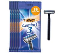 BIC Comfort 3 Disposable Razors, Long-Lasting 3-Blade Razors for Men, Perfect razors Designed for Smooth and Comfortable Shave, 1 Count (Pack of 36)