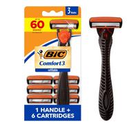 BIC Comfort 3 Men's Refillable 3-Blade Razors with 1 Handle and 6 Cartridges, Smooth Shave Kit for Men