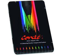 BIC Conte Colouring Pencils - Wood Free Colouring Pencils - Easy To Sharpen - Multi-Coloured, Tin of 12