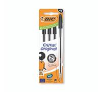Bic Cristal Ball Pen Med BLK PK4