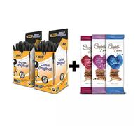 Bic Cristal Ballpoint Pen 1.0mm Tip 0.32mm Line Black (Pack 50) x 2 Plus 3 FREE Packs of Elizabeth Shaw Biscuits 9 Biscuits Per Pack (Pack 140g)