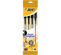 BIC Cristal Ballpoint Pen - Black - Pack of 4 Comfortable And Super-Durable Ballpoint Pens Medium Point (1.0 mm)