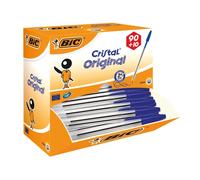 BIC Cristal Original Comfortable Ballpoint Pens - Value Pack of 100 - Blue Colour- Medium Point (1.0 mm)