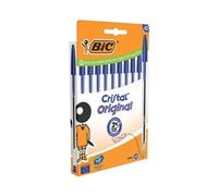 BIC Ballpoint Pens Cristal Original – Medium Tip (1 mm) – Blue, Box of 10