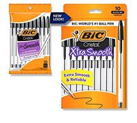 Bic Cristal Original Ballpoint Pens, Smudge-free with Medium Point (1.0 mm), Black, Ideal for Office and School, Pack of 10