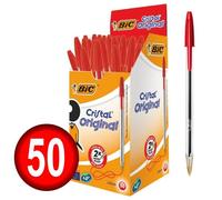 Cristal Ball Point Pens - Red - Pack of 50
