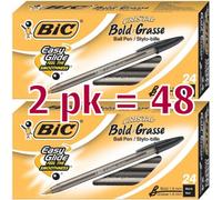 Bic Cristal Bold, 1.6 mm Ball Pen, Black - Pack of 48 (MSBP241-BKx2)