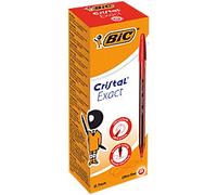 BIC Cristal Exact Cristal Exact Non-retractable Ballpoint Pen Red 0.28 mm Extra Fine Ballpoint Non Refillable Pack of 20