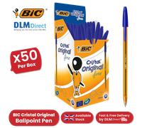 BIC Cristal Fine 0.8mm Blue Ballpoint Pens Smooth & Reliable Writing Pack of 50