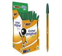 BIC Cristal Original Fine Cristal Original Fine Non-retractable Ballpoint Pen Green 0.3 mm Fine Ballpoint Non Refillable Pack of 50