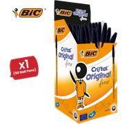 BIC CRISTAL FINE BALL POINT PEN BLACK - PACK OF 50 - 1 to 5 Packs