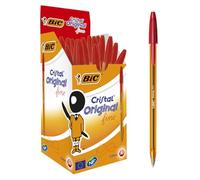 BIC Cristal Fine Ballpoint Pens - Red - Large Box Of 50 Fine Point (0.8 Mm) Long-Lasting Pens Office