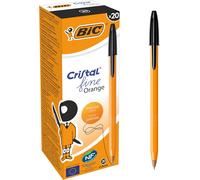 BIC Cristal Fine Orange Black Ink Ballpoint Pens 0.8mm (Box Of 20 Pens)