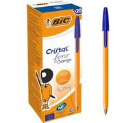 BIC Cristal Fine Orange Blue Ink Ballpoint Pens 0.8mm (Box Of 20 Pens)