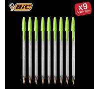 Bic Cristal Fun Ball Pen Green -9 Packs Bic Green