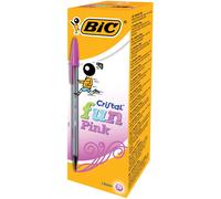 BIC Cristal Fun Pink Ballpoint Pen Large Pack of 20