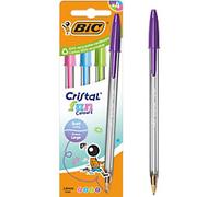 BIC Cristal Fun Ballpoint Pen Assorted 1.6 mm Broad Ballpoint Pack of 4