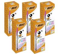 BIC Cristal Fun Ballpoint Pens Colourful Plastic Pens for Adults 1.6mm Tip Ballpoint for Smooth Writing Assorted Colour 20 Count Cristal Pens Multipack for School Office (Pack of 5 (100 count))