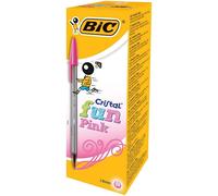BIC Cristal Fun Ballpoint Pens, Pink Ink Smudge-Proof Writing Pens and Wide Poin