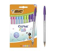 BIC Cristal Fun Colors Broad Point Pens (1.6mm) - Assorted Colors, Pack of 10