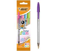 BIC Cristal Fun Non-retractable Ballpoint Pen Assorted 1.6 mm Broad Ballpoint Non Refillable Pack of 4