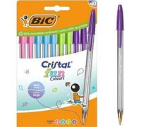 BIC Cristal Fun Ballpoint Pens - Broad Point 1.6 mm - Assorted Colors, Pack of 10