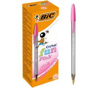 BIC Cristal Fun Pink Pens - Pink Ink Biros - Ballpoint Pens Multipack - Wide Point (1.6mm) - Pack of 20